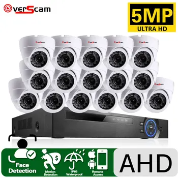 Devoccvo 16 Kanal 5MP Güvenlik Kamera Sistemi Ultra HD 5MP 16CH AHD DVR Kiti Açık Kapalı Dome Kamera Video İzleme Kiti