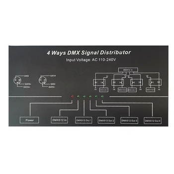 DMX512 Amplifikatör Splitter DMX512 Sinyal Tekrarlayıcı 1CH DMX121 4CH 4 Çıkış Portları DMX124 Sinyal Dağıtıcı, AC100V-240V