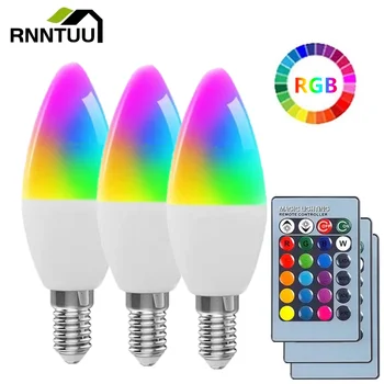E14 LED ampul mum renk kapalı Neon ışık 85-265V ampul RGB bant denetleyici aydınlatma E27 Kısılabilir Akıllı lamba ev İçin