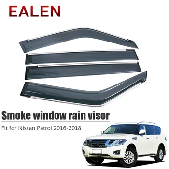 EALEN Nissan Patrol 2016 Için 2017 2018 Stil ABS Havalandırma Güneş Deflector Guard Araba Aksesuarları 4 Adet / 1 Takım Duman Pencere Yağmur Visor