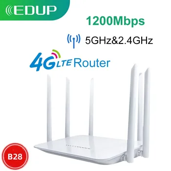 EDUP Yönlendirici 4G LTE SIM Kart 1200Mbps WiFi yönlendirici B28 Yönlendirici 5GHz ve 2.4 GHz Kablosuz WiFi yönlendirici Wan/Lan Portları WiFi Hotspot Ev için