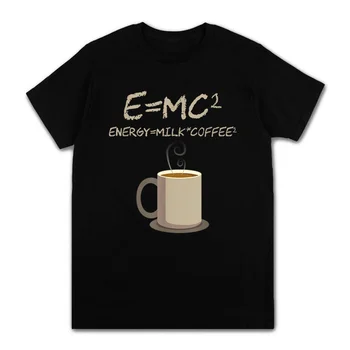 Erkekler E = mc2 Enerji Süt X Kahve 2 Kare Matematik Denklemleri T Shirt Erkek Yaz Giyim Streetwear Yuvarlak Boyun Kısa Kollu Üstleri