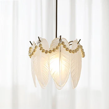 Fransız avrupa kolye lamba lüks cam inci abajur asılı ışıklar fikstür yemek odası yatak odası dekorasyon ışıklandırma
