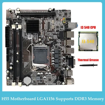 H55 Anakart LGA1156 Destekler İ3 530 İ5 760 Serisi CPU DDR3 Bellek bilgisayar anakartı + İ3 540 CPU + Termal Gres Yedek parça