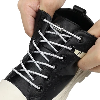 Hiçbir Kravat Ayakabı Elastik Metal Kilit Yuvarlak Ayakkabı Bağcıkları Çocuklar İçin Yetişkin Sneakers Hızlı Ayakkabı Bağı Tembel Ayakkabı Bağcıkları Dizeleri