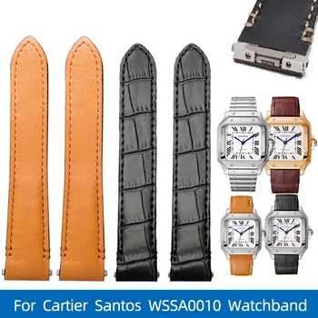 Inek derisi ve Timsah Hızlı Bırakma Tasarım Cartier için yeni Santos WSSA0010 Yedek 19mm 21mm Kordonlu Saat Siyah Kahverengi