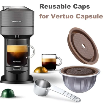 Için Vertuo Yeni kullanımlık kahve kapsülü Kapak İle Uyumlu Orijinal Vertuoline Kahve Bakla Gıda sınıfı silikon kapak Kaşık ile