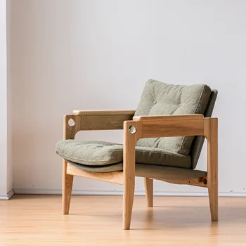 İskandinav Tasarımcı Katı Ahşap Boş Sandalye Balkon Ev Tek Ünlü Rahat Okuma Kanepe Sandalye