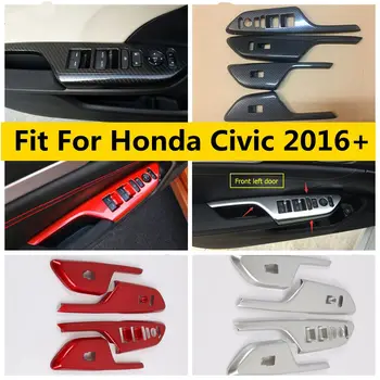 Kapı Kolu Tutucu Pencere Kaldırma Düğmesi Anahtarı krom çerçeve Trim Açık Yakın Fit Honda Civic 2016 - 2020 İçin İç Aksesuarları