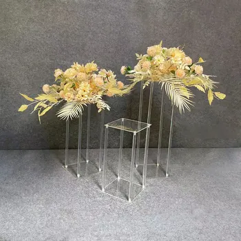 Kare Şeffaf Düğün Masa Centerpiece Kristal akrilik çiçek Standı vitrin rafı Pencere Ekran Parti Doğum Günü Dekorasyon