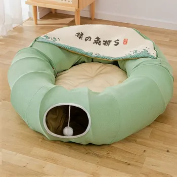 Kedi tüneli Kedi Yuva Dört Mevsim Evrensel Japon kedi tüneli Katlanabilir Kedi Oyuncak Tünel Haddeleme Ejderha Pet Malzemeleri