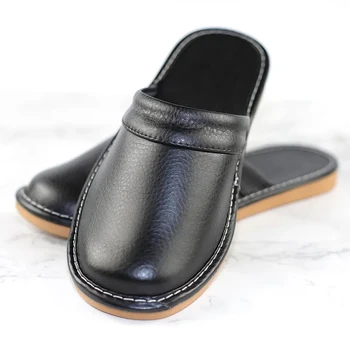 Klasik PU deri terlik Erkek Kapalı Unisex ayakkabı Erkekler 2021 Moda Erkek deri ayakkabı Ev Terlik Su Geçirmez Erkek ev ayakkabıları