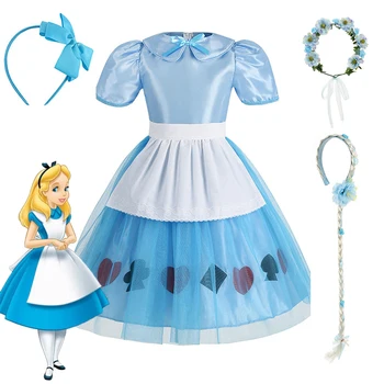 Kızlar Alice in Wonderland Kostüm Karnaval Alice Prenses Elbise Cosplay Kız Çocuk Cadılar Bayramı Çocuklar Doğum Günü parti giysileri YENİ