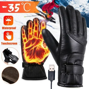Kış elektrikli ısıtmalı eldiven rüzgar geçirmez bisiklet sıcak ısıtma dokunmatik ekran motosiklet kayak eldivenleri USB Powered erkekler kadınlar için