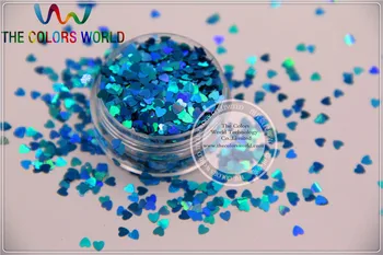 LM-7 Boyutu 3mm lazer holografik Mavi renk Glitter madeni pul Kalp şekli pulları Nail Art DIY supplies1pack=50g