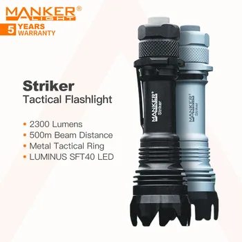 Manker Forvet Taktik LED el feneri Metal Taktik Halka ve Şarj Edilebilir 18650 Pil, 2300 Lümen, Kendini Savunma, EDC