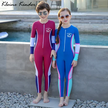 Mayo Çocuklar için UPF50 UV Koruma Uzun Kollu Çocuklar dalgıç kıyafeti Gençler Kız Erkek Sörf Takım Elbise çocuk Mayo