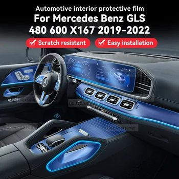 Mercedes Benz GLS 480 600X167 2019-2022 Araba İç Şanzıman Paneli Sticker Anti-Scratch Koruyucu Onarım Filmi Aksesuarları