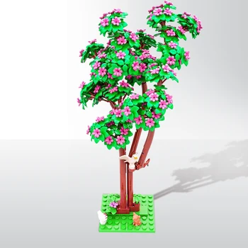 MOC Büyük Ağaç Ev Bahçe Şehir Aksesuarları Yapı Taşları Bitki Ağacı Çiçek Parçaları DIY Modeli Tuğla Çocuk Hediye İçin