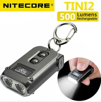 Nitecore TINI2 TINI 2 500 lümen OLED anahtarlık el feneri akıllı çift çekirdekli APC uyku teknolojisi ışık kullanarak USB tip-C şarj