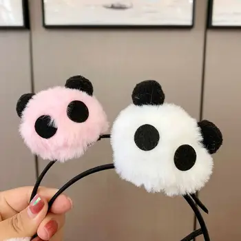 Peluş Panda kafa bandı güzel hayvan bebek Çin tarzı Hairband saç tokası kız