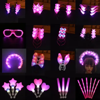 Pembe Glow ışıklı LED çubuk yıldız taç boynuz değnek flaş ışığı gözlük kafa Hairwear Hediyeler Paskalya Cadılar Bayramı Noel