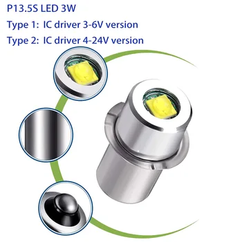 Pr2 P13. 5S E10 Taban LED Yükseltme Ampuller Beyaz Maglite El Feneri 6500K 3W 3V 4.5 V 18V Yedek Ampuller Meşaleler Çalışma Lambası