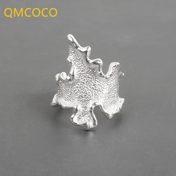 QMCOCO Gümüş Renk 2021 Yeni Moda Geometri Düzensiz Desen El Açık Ayarlanabilir Yüzük Kadın İçin Basit Vintage Takı Hediyeler