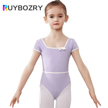 RUYBOZRY Bale Mayoları Kızlar İçin Kısa kollu Toddler Bale Dans Leotard Jimnastik Balerin Bale Kıyafeti Yürümeye Başlayan Kız İçin