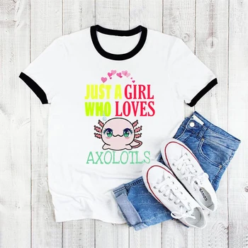 Sadece Bir Kız Seven Axolotls Grafik Baskı T-Shirt kadın kıyafetleri 2022 Harajuku Kawaii Tshirt Femme Yaz Moda T Shirt