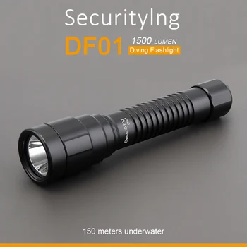 SecurityIng DF01 1500 Lümen Dalış El Feneri IPX8 Su Geçirmez Sualtı 150M Tüplü Meşale Mekanik Kafa Döner Anahtarı