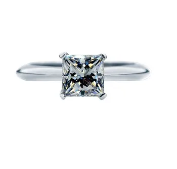 Sertifikalı 1CT Prenses kesim moissanit Nişan yüzüğü Hakiki 18k Beyaz Altın Kadın Düğün yıldönümü yüzüğü
