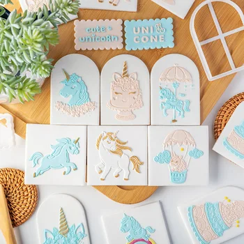 Sevimli Unicorn Doğum Günü Çerez Piston Kesiciler Fondan Kek Kalıp Bisküvi Sugarcraft Kek Dekorasyon Araçları kurabiye damgası