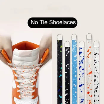 Sıçrama Mürekkep Baskı Ayakkabı Bağcıkları Hiçbir Kravat Ayakkabı Bağcığı Sneakers için Düz Elastik Ayakkabı Bağı Yürüyüş Koşu Açık Eğlence Ayakkabı Dantel