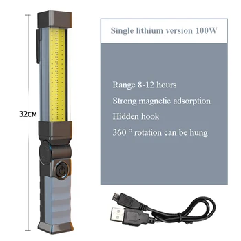 Taşınabilir COB LED çalışma ışığı araba tamir ışık süper parlak güçlü ışık manyetik emme LED USB şarj el feneri asılı lamba