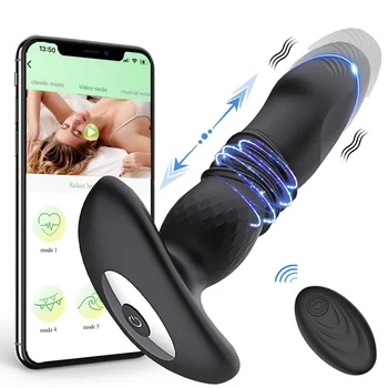 Teleskopik Titreşimli Butt Plug Anal APP Vibratör Kablosuz Uzaktan Seks Oyuncakları Kadınlar için Göt Anal Yapay Penis prostat masaj aleti Buttplug