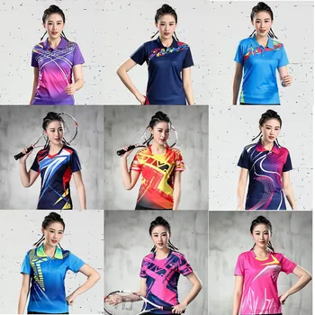 Tenis gömlek kadın kız badminton spor t shirt, kısa kolsuz masa tenisi üniforması golf gömlek kızlar badminton gömlek