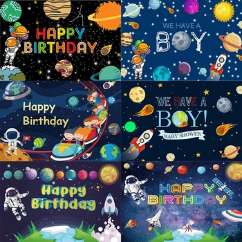 Toprak Evren Uzay Gezegen Zemin Çocuk Gökyüzü Astronot Mutlu Doğum Günü Partisi Fotoğraf Arka Plan Photocall Fotoğraf Afiş