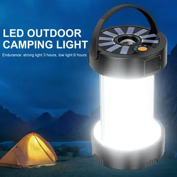 USB Şarj Edilebilir kamp feneri Açık El Feneri Ekipmanları Taşınabilir Lamba çadır ışığı Çok Fonksiyonlu güneş enerjili acil durum ışığı