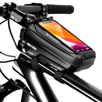 VAHŞİ ADAM 1.2 L Çerçeve Ön Tüp Bisiklet Çantası Bisiklet Çantası Su Geçirmez Bisiklet telefon tutucu Dokunmatik Ekran Çanta Bisiklet Bisiklet Aksesuarları