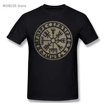 Vegvisir Viking İskandinav Sembol İskandinav Vikings Erkekler T Shirt Komik Tee Gömlek Kısa Kollu T-Shirt Pamuk Hediye Fikri Giyim