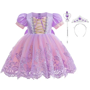 Vestidos Cosplay Kız Puf Kollu Paskalya Kostüm 2023 Prenses Elbise Karnaval Elbise Yay Örgü Parti Elbiseler 1-7 Yaşında