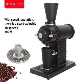 XEOLEO Filtre kahve değirmeni 78mm köpekbalığı dişi çapak değirmeni 200W kahve çekirdeği çay öğütme makinesi 10 adım kahve değirmeni kahve makinesi