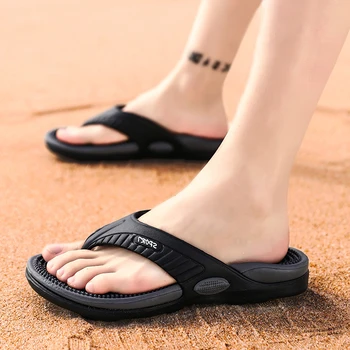 Yaz erkek Parmak arası terlik Masaj Granül erkek terlikleri Rahat plaj sandaletleri Erkekler rahat ayakkabılar Ev Banyo Ayakkabı