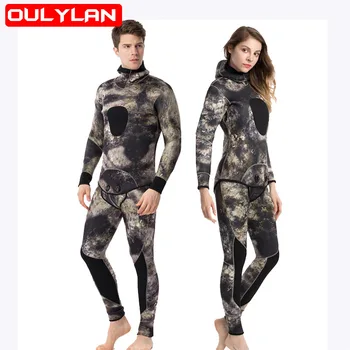 Yeni 7MM Kamuflaj Balık Avcılık Takım Elbise Bölünmüş dalgıç kıyafeti Erkekler Ve Kadınlar İçin Balıkçılık Ve Avcılık Yarı kuru Wetsuit