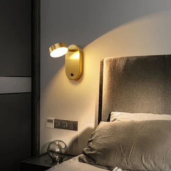 Yeni bakır yatak odası başucu duvar lambası İskandinav minimalist yaratıcı oturma odası TV arka plan duvar yeni merdiven balkon lambası