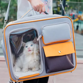 Yeni Büyük Kapasiteli Kedi Ve Köpek Sırt Çantası Dışarı Çıkmak Çift Katmanlı Oxford Taşınabilir Tuval kedi çantası Çapraz Straddle evcil hayvan çantası