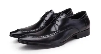 Yeni moda sivri burun nefes yüksek top hakiki deri resmi İş erkek ayakkabıları lace up erkek ayakkabısı düğün elbisesi ayakkabı