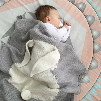 Yeni Pamuk Bebek Battaniye Örme Tavşan Çocuk Banyo Havlusu Yumuşak Sıcak Sleepsack Arabası Kapak Kış Bebek Yürüyor Yatak Battaniye