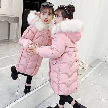 YENİ Bebek Kız Kış Pamuk kapitone ceket Dış Giyim Moda Çocuk Kız Sıcak Aşağı Uzun Parkas Giyim Çocuk Giyim 4-13 yıl